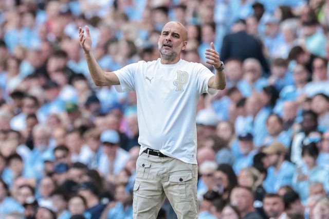 Pep Guardiola manager of Manchester City reacts in the technical area during the Premier League match Manchester City vs Aston Villa at Etihad Stadium, Manchester, United Kingdom on 24 May 2026

(Photo by Mark Cosgrove/News Images)