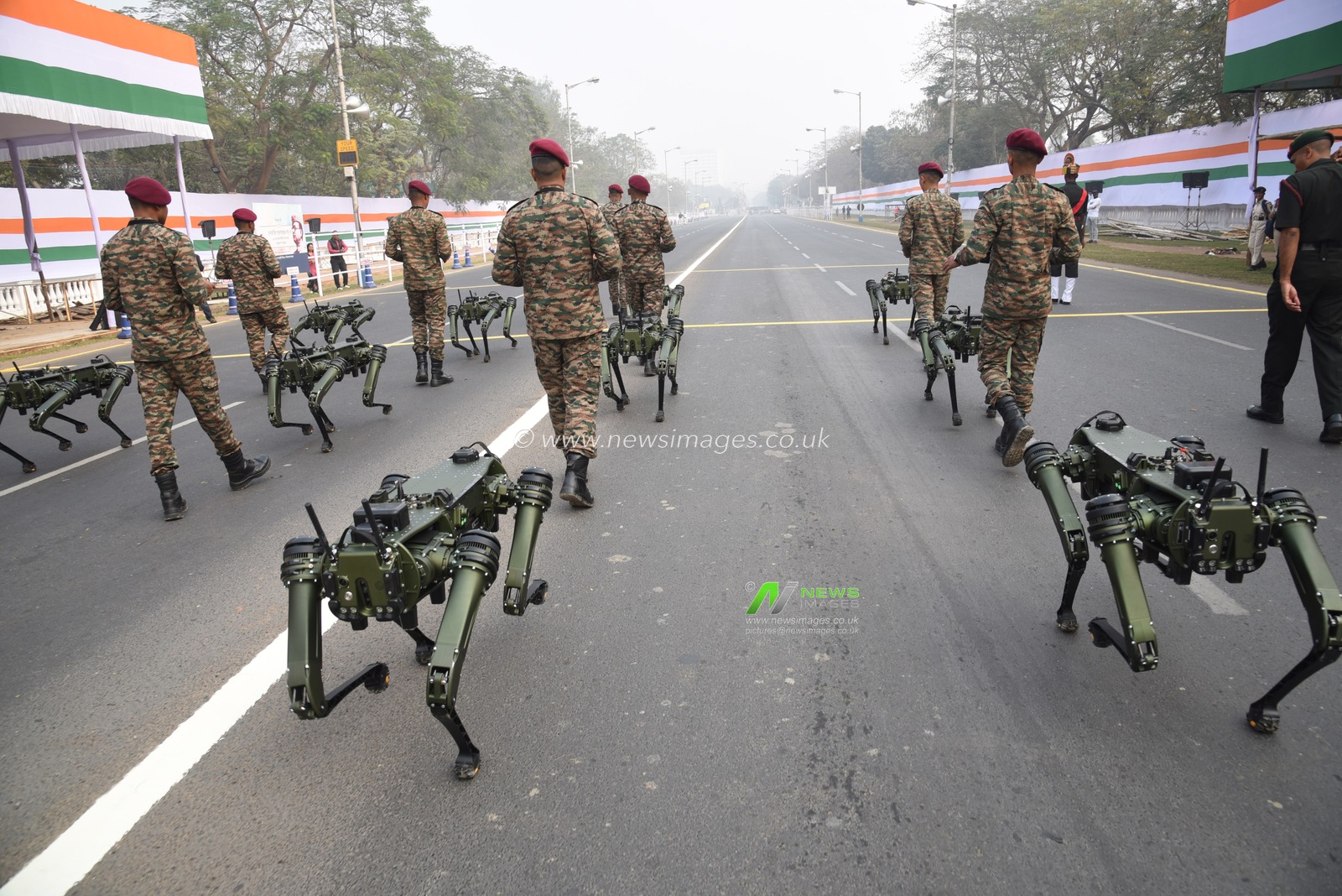 Indian Army  showcases  Robotic Mules  ahead of the Final dress rehearsal for the upcoming Republic Day parade in Red Road , Kolkata, India, on January 24, 2025. Indian Army Robotic Mules will also register their presence at the prestigious annual republic day parade for the first time ahead of the Republic Day parade.Pictures by Debajyoti Chakraborty.(Photo: Debajyoti Chakraborty/News Images)