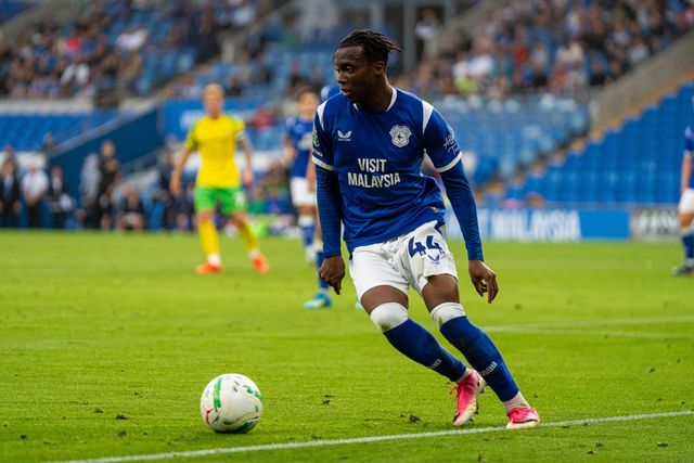 Ronan Kpakio of Cardiff City during the Carabao Cup round 2 match Cardiff City vs Norwich City at Cardiff City Stadium, Cardiff, United Kingdom on 25 August 2026

(Photo by Andrew Lewis/News Images)