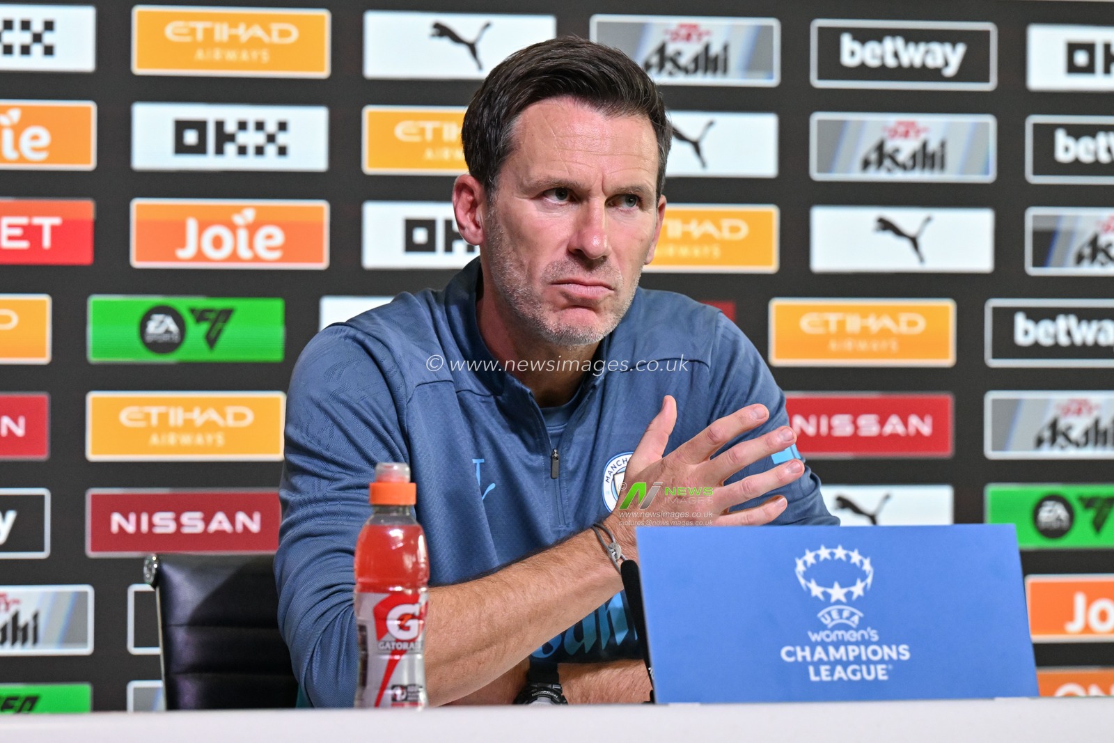 Gareth Taylor manager of Manchester City Women during Manchester City women's Champions League Press Conference at Joie Stadium, Manchester, United Kingdom, 8th October 2024

(Photo by Cody Froggatt/News Images)