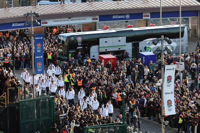 England team arrive during the Quilter Nations Series 2025 match England vs Argentina at Allianz Stadium, Twickenham, United Kingdom, 23rd November 2025

(Photo by Mark Cosgrove/News Images)

*** GER AUT SUI OUT ***