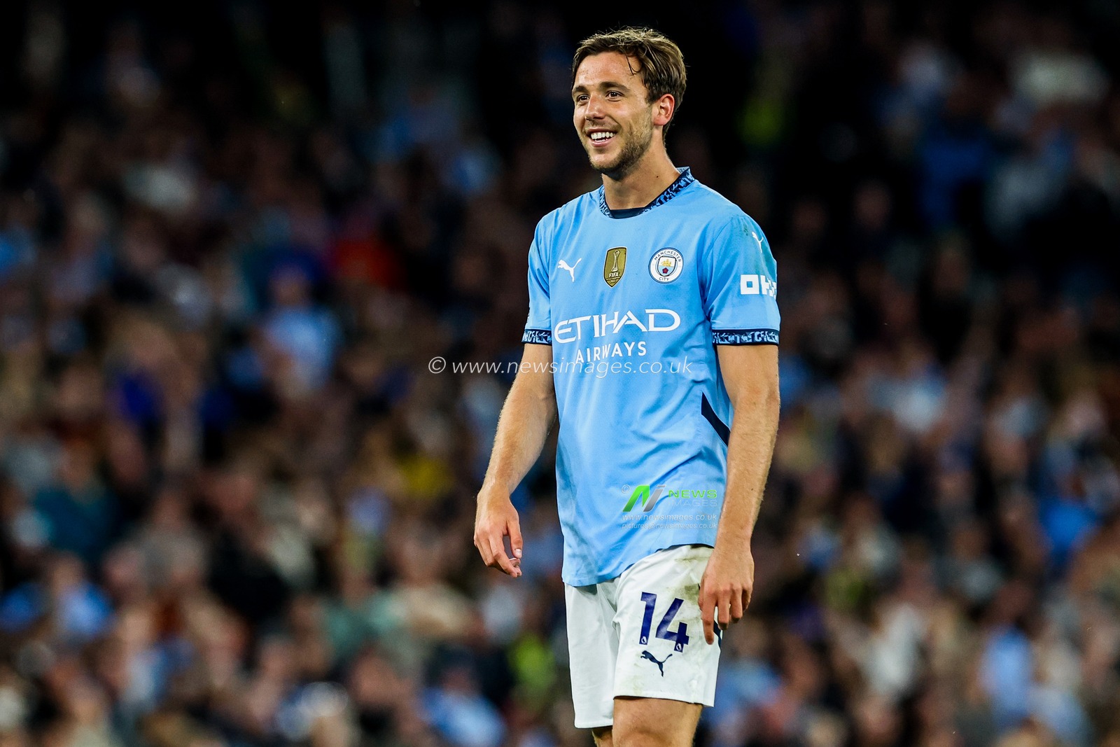 Nico Gonzalez of Manchester City reacts during the Premier League match Manchester City vs Bournemouth at Etihad Stadium, Manchester, United Kingdom, 20th May 2025

(Photo by Mark Cosgrove/News Images)
