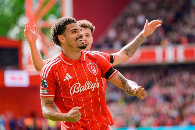Morgan Gibbs-White of Nottingham Forest celebrates his hat-rick goal to make it  3-0 during the Premier League match Nottingham Forest vs Burnley at City Ground, Nottingham, United Kingdom on 19 April 2026

(Photo by Maynard Manyowa/News Images)