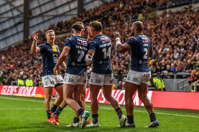 Maika Sivo of Leeds Rhinos celebrates his try during the Betfred Super League round 10 match Leeds Rhinos vs Wakefield Trinity at AMT Headingley Stadium, Leeds, United Kingdom on 01 May 2026

(Photo by Alfie Cosgrove/News Images)