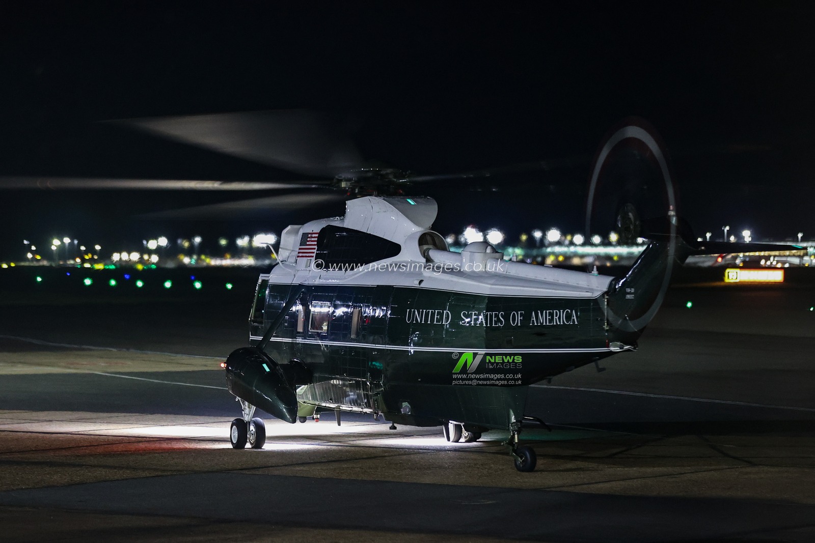 President Donald Trump and First Lady Melania Trump leave London Stansted Airport in Marine One for their state visit to the United Kingdom at London Stansted Airport, Stansted, United Kingdom, 16th September 2025

(Photo by Alfie Cosgrove/News Images)