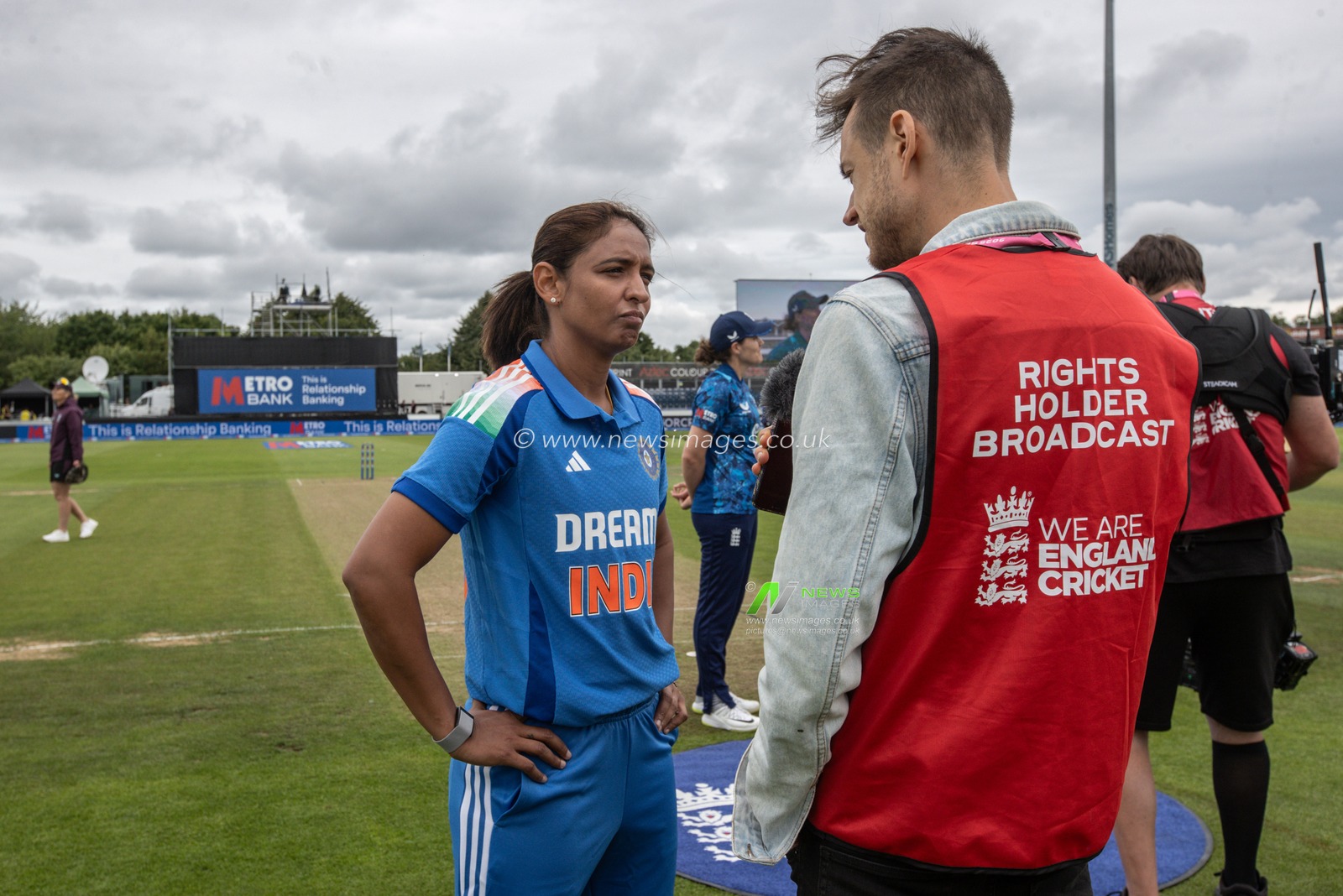 India players warming up during the 3rd Metro Bank One Day International England Women vs India Women at Banks Homes Riverside Stadium, Chester-le-street, United Kingdom, 22nd July 2025

(Photo by Alfie Cosgrove/News Images)