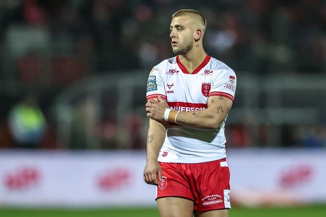 Mikey Lewis of Hull KR during the Betfred Super League round 6 match Hull KR vs St Helens at Sewell Group Craven Park, Hull, United Kingdom on 27 March 2026

(Photo by Alfie Cosgrove/News Images)