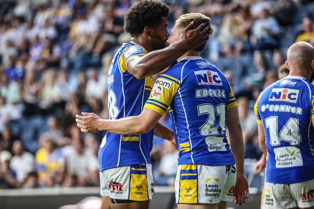 Alfie Edgell of Leeds Rhinos celebrates his try during the Betfred Super League round 19 match Leeds Rhinos vs Salford Red Devils at Headingley Stadium, Leeds, United Kingdom, 18th July 2025

(Photo by Alfie Cosgrove/News Images)