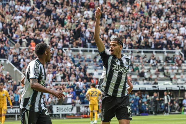 William Osula of Newcastle United celebrates his goal to make it 1-0 during the Premier League match Newcastle Untied vs Brighton & Hove Albion at St. James's Park, Newcastle, United Kingdom on 02 May 2026

(Photo by Mark Cosgrove/News Images)