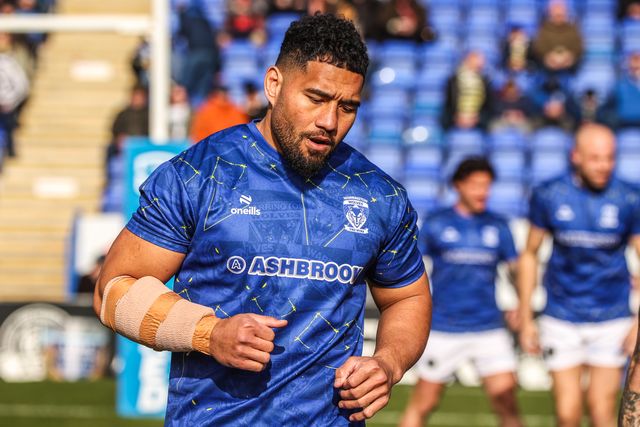 Kelepi Tanginoa of Warrington Wolves in the pregame warmup session during the Betfred Challenge Cup Quarter Final match Warrington Wolves vs Leigh Leopards at The Halliwell Jones Stadium, Warrington, United Kingdom on 11 April 2026

(Photo by Alfie Cosgrove/News Images)