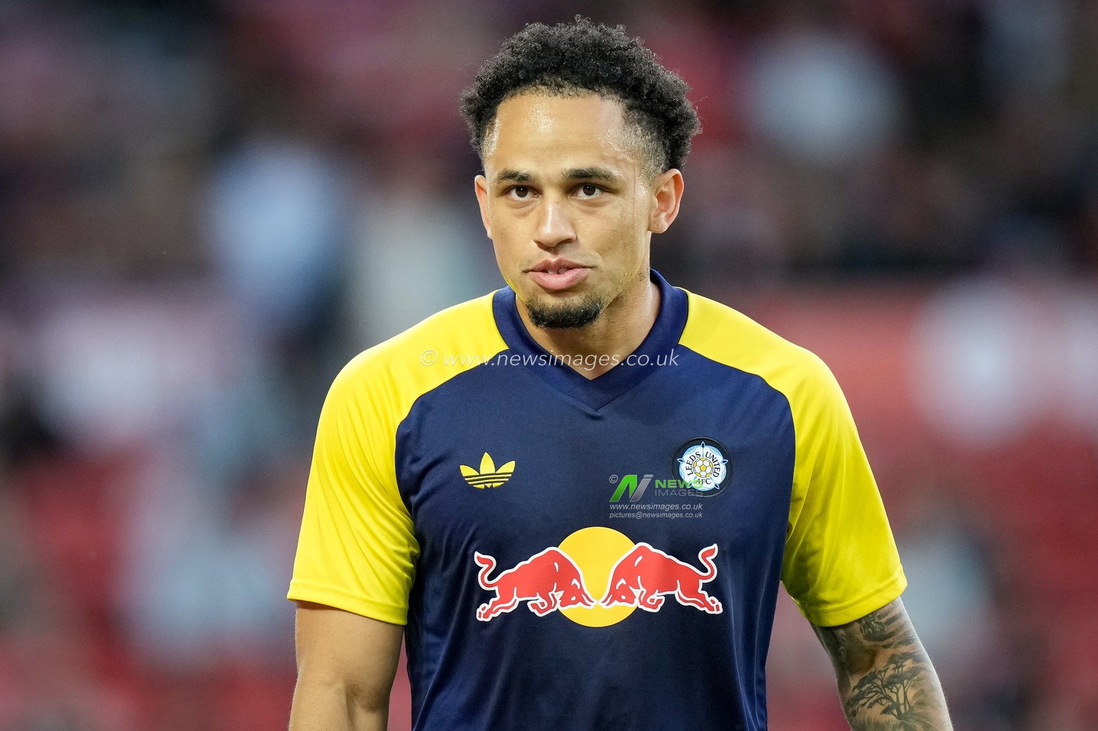 Noah Okafor of Leeds United in the pregame warmup session  during the Carabao Cup round 2 match Nottingham Forest vs Leeds Rhinos at City Ground, Nottingham, United Kingdom on 25 August 2026

(Photo by Maynard Manyowa/News Images)