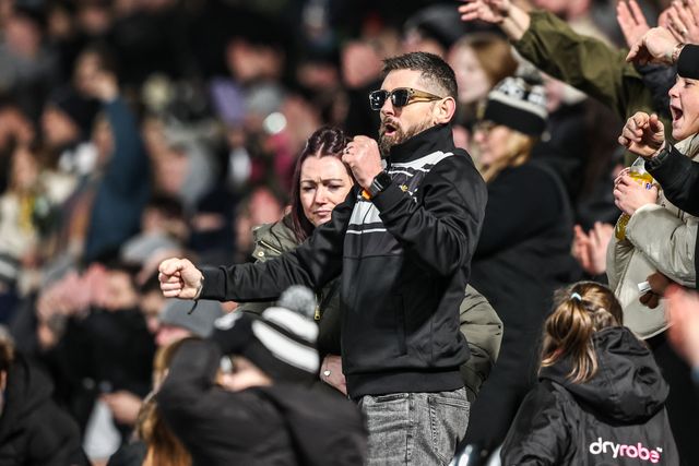 Hull FC fans celebrate the win during the Betfred Super League round 1 match Hull FC vs Bradford Bulls at MKM Stadium, Hull, United Kingdom on 14 February 2026

(Photo by Alfie Cosgrove/News Images)