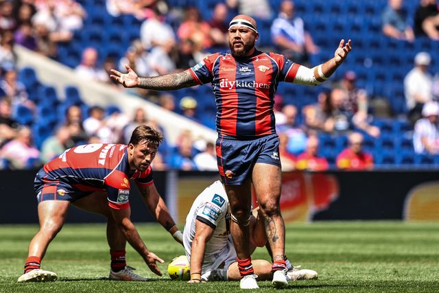 Jazz Tevaga of Wakefield Trinity reacts during the Betfred Super League Magic Weekend match Wakefield Trinity vs Castleford Tigers at Hill Dickinson Stadium, Liverpool, United Kingdom on 05 July 2026

(Photo by Alfie Cosgrove/News Images)