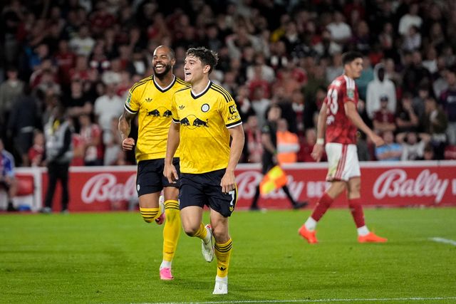 Daniel James of Leeds United celebrates his goal to make it  0-1 during the Carabao Cup round 2 match Nottingham Forest vs Leeds Rhinos at City Ground, Nottingham, United Kingdom on 25 August 2026

(Photo by Maynard Manyowa/News Images)