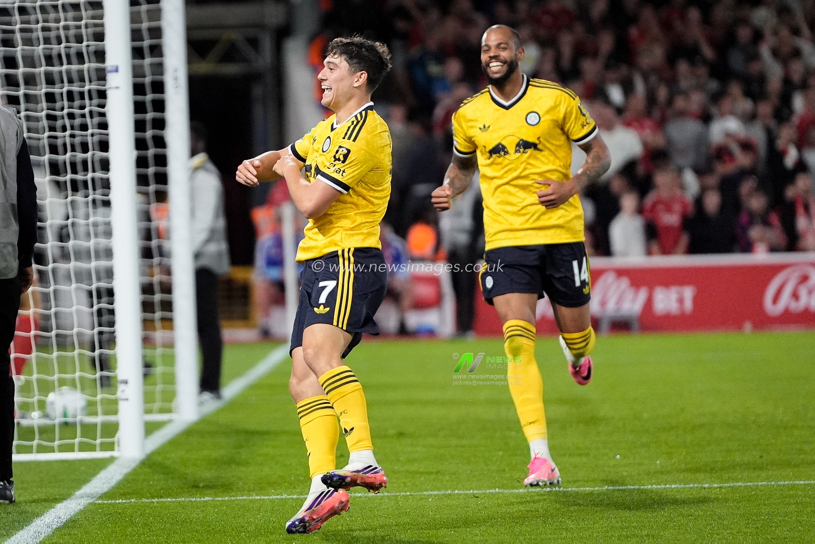 Daniel James of Leeds United celebrates his goal to make it  0-1 during the Carabao Cup round 2 match Nottingham Forest vs Leeds Rhinos at City Ground, Nottingham, United Kingdom on 25 August 2026

(Photo by Maynard Manyowa/News Images)