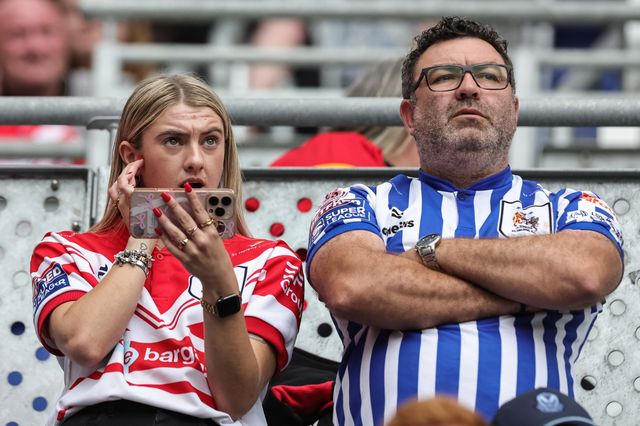 Saints fans look on during the Betfred Super League Magic Weekend match Wigan Warriors vs St Helens at Hill Dickinson Stadium, Liverpool, United Kingdom on 05 July 2026

(Photo by Mark Cosgrove/News Images)