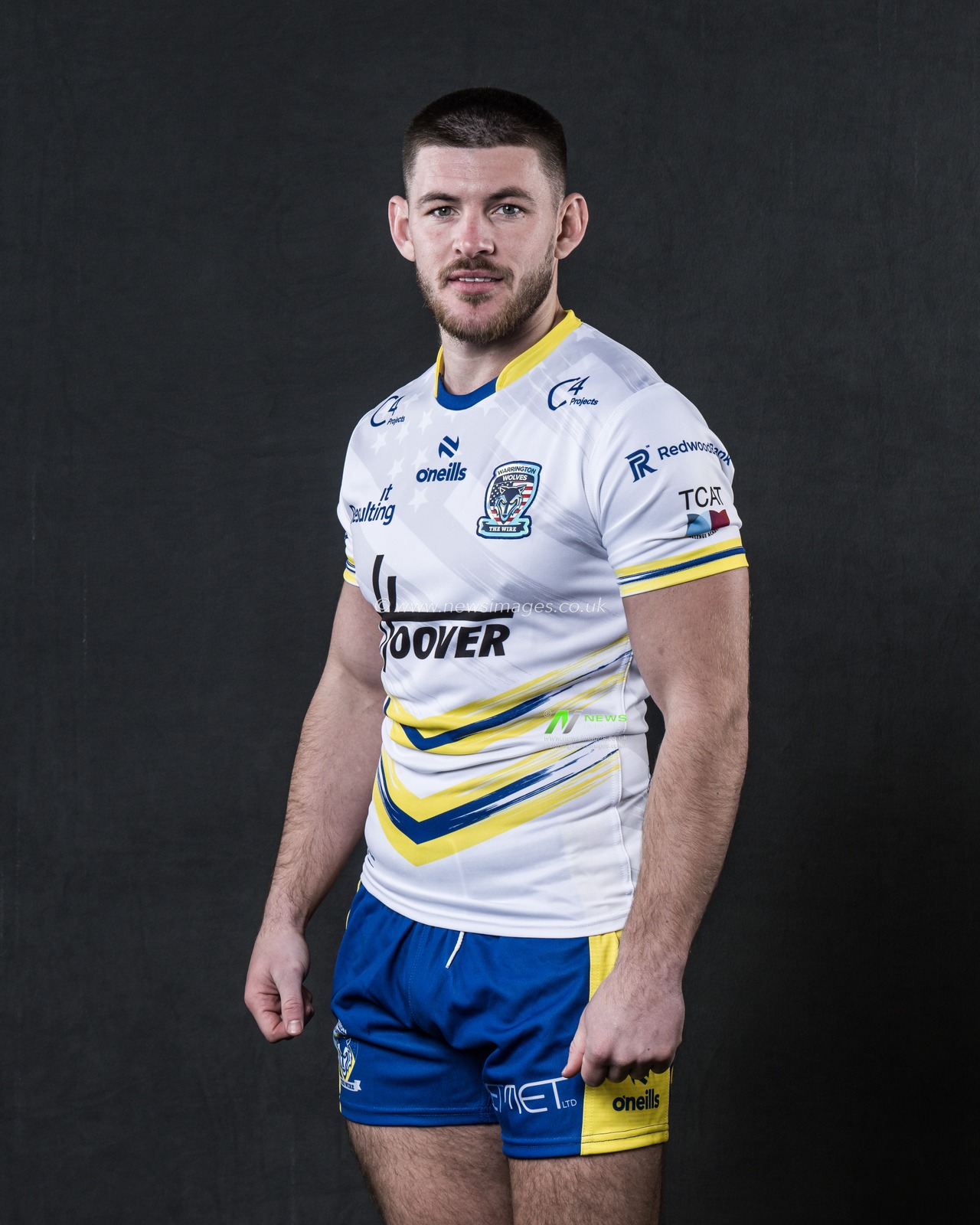 Danny Walker in the Las Vegas game shirt during the Warrington Wolves Team media day at Warrington wolves training centre, Warrington, United Kingdom, 16th January 2025

(Photo by Craig Thomas/News Images)