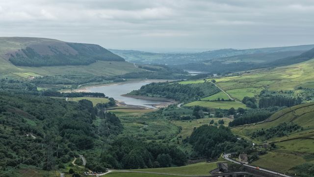 Woodhead Reservoir walter levels drop to one of the lowest points in recent times as grass and other plants start to grow on the Reservoir silt bed at Woodhead, Glossop, United Kingdom, 31st July 2025

(Photo by Mark Cosgrove/News Images)