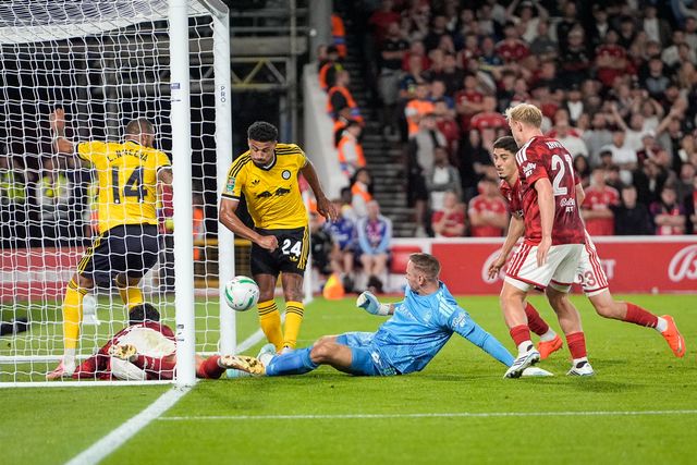 James Justin of Leeds United scores to make it 0-2 during the Carabao Cup round 2 match Nottingham Forest vs Leeds Rhinos at City Ground, Nottingham, United Kingdom on 25 August 2026

(Photo by Maynard Manyowa/News Images)