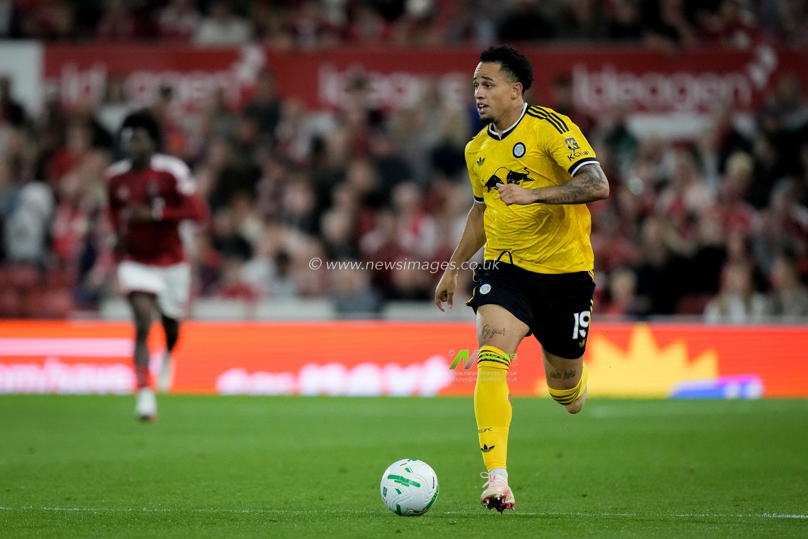 Noah Okafor of Leeds United makes a run with the ball  during the Carabao Cup round 2 match Nottingham Forest vs Leeds Rhinos at City Ground, Nottingham, United Kingdom on 25 August 2026

(Photo by Maynard Manyowa/News Images)