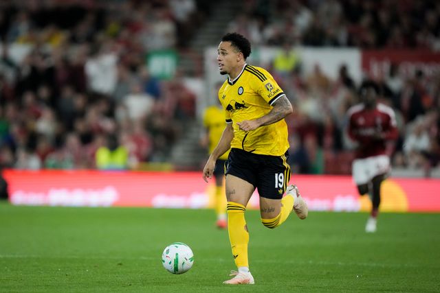 Noah Okafor of Leeds United makes a run with the ball  during the Carabao Cup round 2 match Nottingham Forest vs Leeds Rhinos at City Ground, Nottingham, United Kingdom on 25 August 2026

(Photo by Maynard Manyowa/News Images)