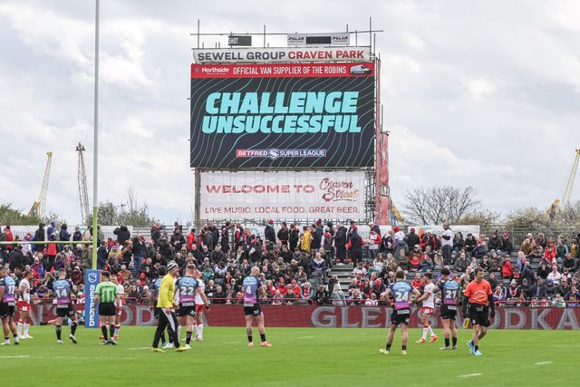 Hull KR captains challenge unsuccessful during the Betfred Super League round 7 match Hull KR vs Hull FC at Sewell Group Craven Park, Hull, United Kingdom on 03 April 2026

(Photo by Mark Cosgrove/News Images)