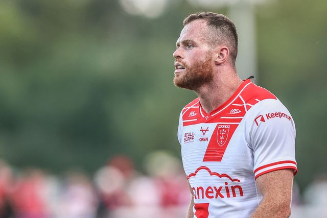 Joe Burgess of Hull KR is tackled during the Betfred Super League round 16 match Hull KR vs Wakefield Trinity at Sewell Group Craven Park, Kingston upon Hull, United Kingdom, 27th June 2025

(Photo by Alfie Cosgrove/News Images)