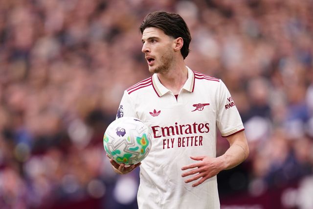 Declan Rice of Arsenal during the Premier League match West Ham United vs Arsenal at London Stadium, London, United Kingdom on 10 May 2026

(Photo by Harvey Murphy/News Images)