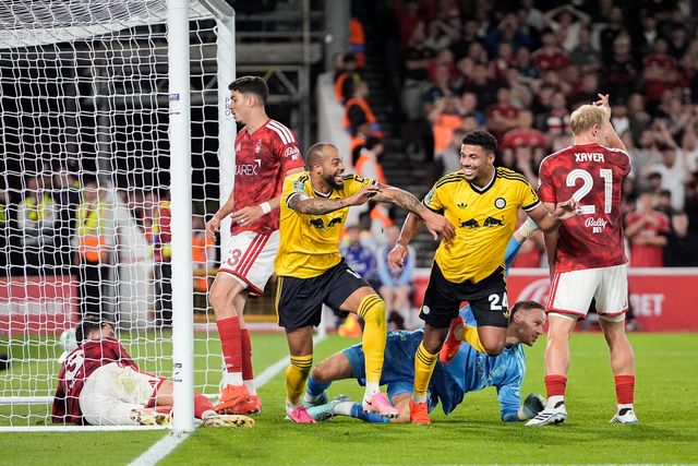 James Justin of Leeds United celebrates his goal to make it  0-2 during the Carabao Cup round 2 match Nottingham Forest vs Leeds Rhinos at City Ground, Nottingham, United Kingdom on 25 August 2026

(Photo by Maynard Manyowa/News Images)