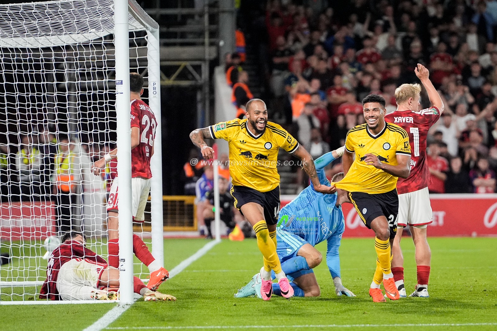 James Justin of Leeds United celebrates his goal to make it  0-2 during the Carabao Cup round 2 match Nottingham Forest vs Leeds Rhinos at City Ground, Nottingham, United Kingdom on 25 August 2026

(Photo by Maynard Manyowa/News Images)
