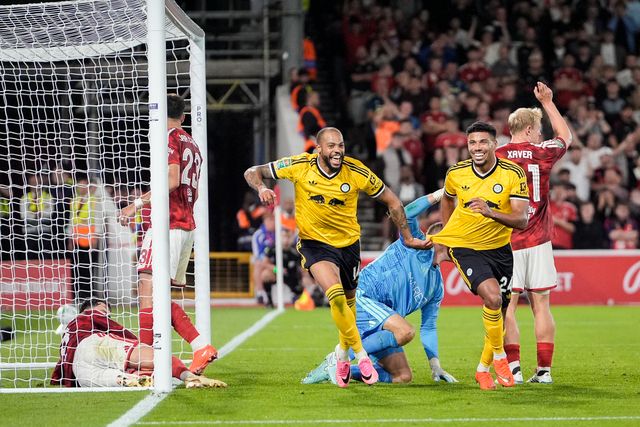 James Justin of Leeds United celebrates his goal to make it  0-2 during the Carabao Cup round 2 match Nottingham Forest vs Leeds Rhinos at City Ground, Nottingham, United Kingdom on 25 August 2026

(Photo by Maynard Manyowa/News Images)