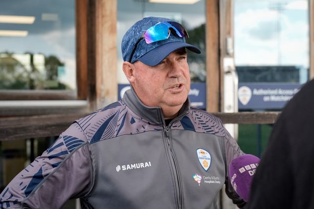 Derbyshire coach Mickey Arthur in the post match press conference during the county Championship Division Two day 4 Derbyshire vs Gloucestershire at The Central Co-Op County Ground, Derby, United Kingdom on 27 April 2026

(Photo by Maynard Manyowa/News Images)