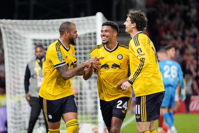 James Justin of Leeds United celebrates his goal to make it  0-2 during the Carabao Cup round 2 match Nottingham Forest vs Leeds Rhinos at City Ground, Nottingham, United Kingdom on 25 August 2026

(Photo by Maynard Manyowa/News Images)