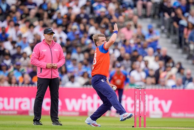 Sam Curran of England delivers the ball during the Second Vitality T20 International match England vs India at Old Trafford, Manchester, United Kingdom on 04 July 2026

(Photo by Maynard Manyowa/News Images)