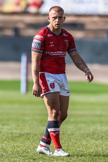 Mikey Lewis of Hull KR during the Betfred Super League round 9 match Bradford Bulls vs Hull KR at Odsal Stadium, Bradford, United Kingdom on 25 April 2026

(Photo by Alfie Cosgrove/News Images)