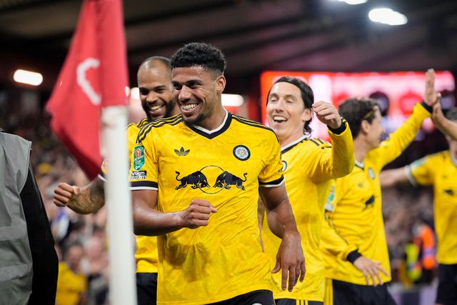 James Justin of Leeds United celebrates his goal to make it  0-2 during the Carabao Cup round 2 match Nottingham Forest vs Leeds Rhinos at City Ground, Nottingham, United Kingdom on 25 August 2026

(Photo by Maynard Manyowa/News Images)