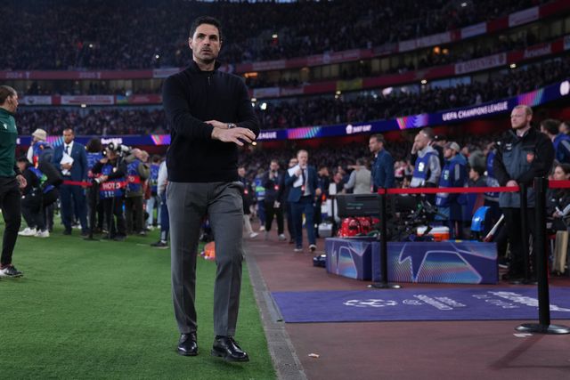 Mikel Arteta manager of Arsenal ahead of kick off during the UEFA Champions League Quarter Finals match Arsenal vs Sporting CP at Arsenal stadium, London, United Kingdom on 15 April 2026

(Photo by Harvey Murphy/News Images)