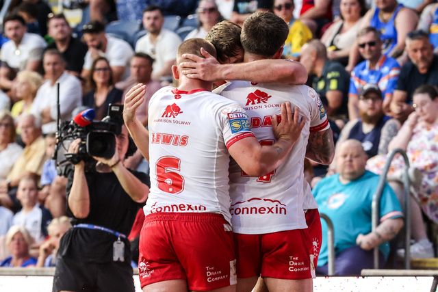 Noah Booth of Hull KR celebrates his try during the Betfred Super League round 16 match Leeds Rhinos vs Hull KR at AMT Headingley Stadium, Leeds, United Kingdom on 26 June 2026

(Photo by Alfie Cosgrove/News Images)