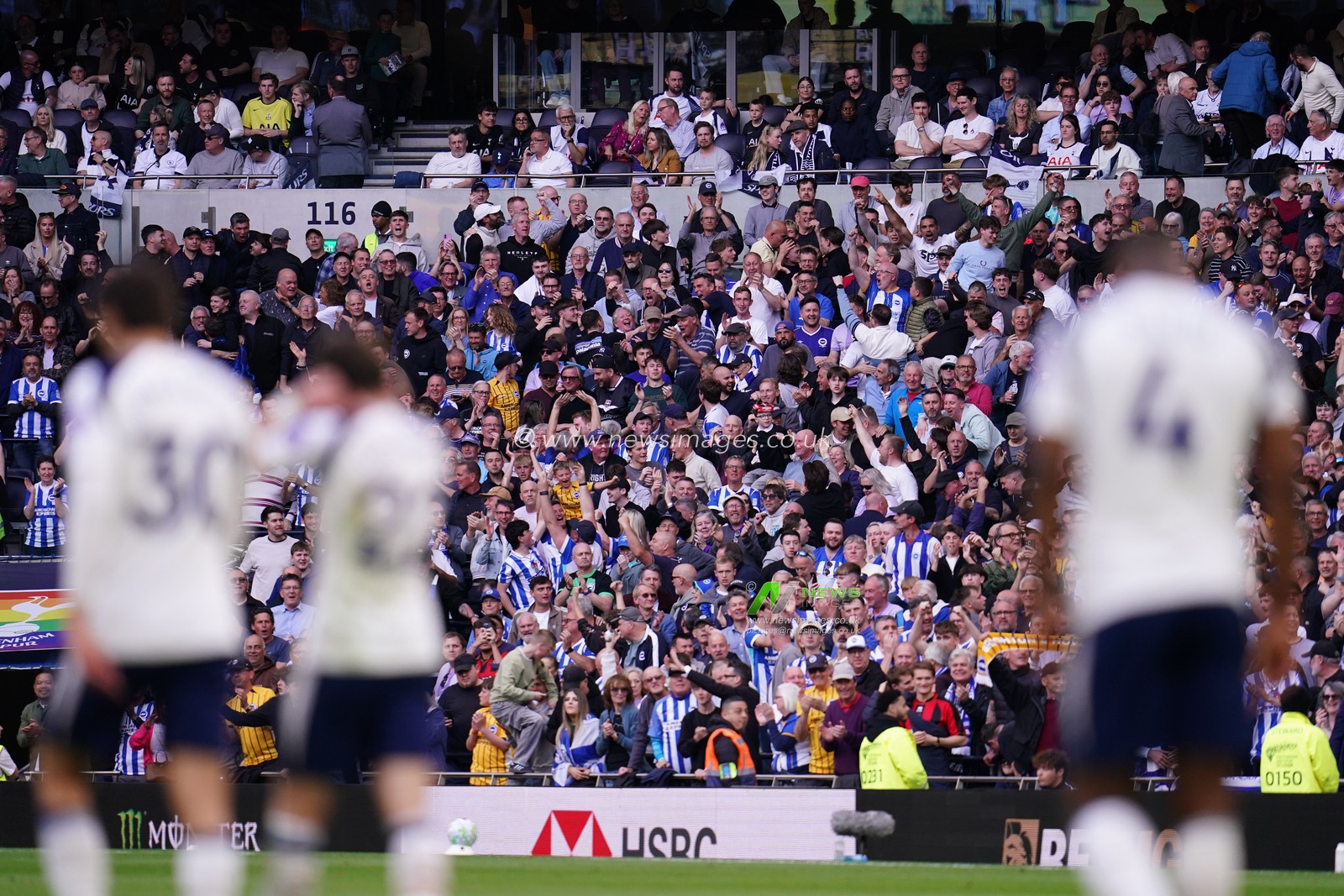 Brighton fans celebrate equaliser during the Premier League match Tottenham Hotspur vs Brighton & Hove Albion at Tottenham Hotspur Stadium, London, United Kingdom on 18 April 2026

(Photo by Harvey Murphy/News Images)