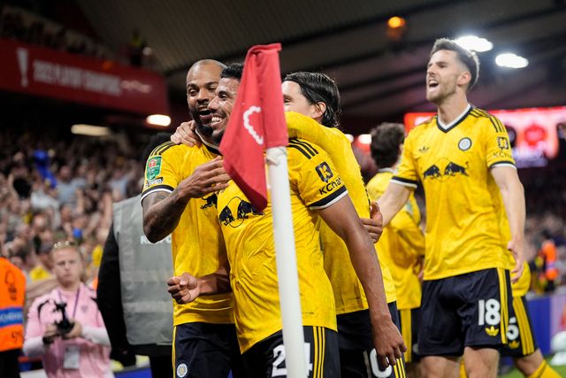 James Justin of Leeds United celebrates his goal to make it  0-2 during the Carabao Cup round 2 match Nottingham Forest vs Leeds Rhinos at City Ground, Nottingham, United Kingdom on 25 August 2026

(Photo by Maynard Manyowa/News Images)