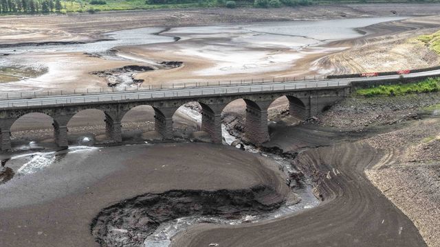 Woodhead Reservoir' water levels drop to an all time low as the UK has the driest spring for 96 years at Woodhead Reservoir near Glossop, United Kingdom, 10th June 2025

(Photo by Mark Cosgrove/News Images)