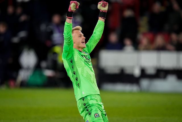 Blackburn Rovers goalkeeper Balazs Toth celebrates his goal to make it  Yuki Ohashi of Blackburn Rovers scoring to make it 0-3 during the Sky Bet Championship match Sheffield United vs Blackburn Rovers at Bramall Lane, Sheffield, United Kingdom on 22 April 2026

(Photo by Maynard Manyowa/News Images)