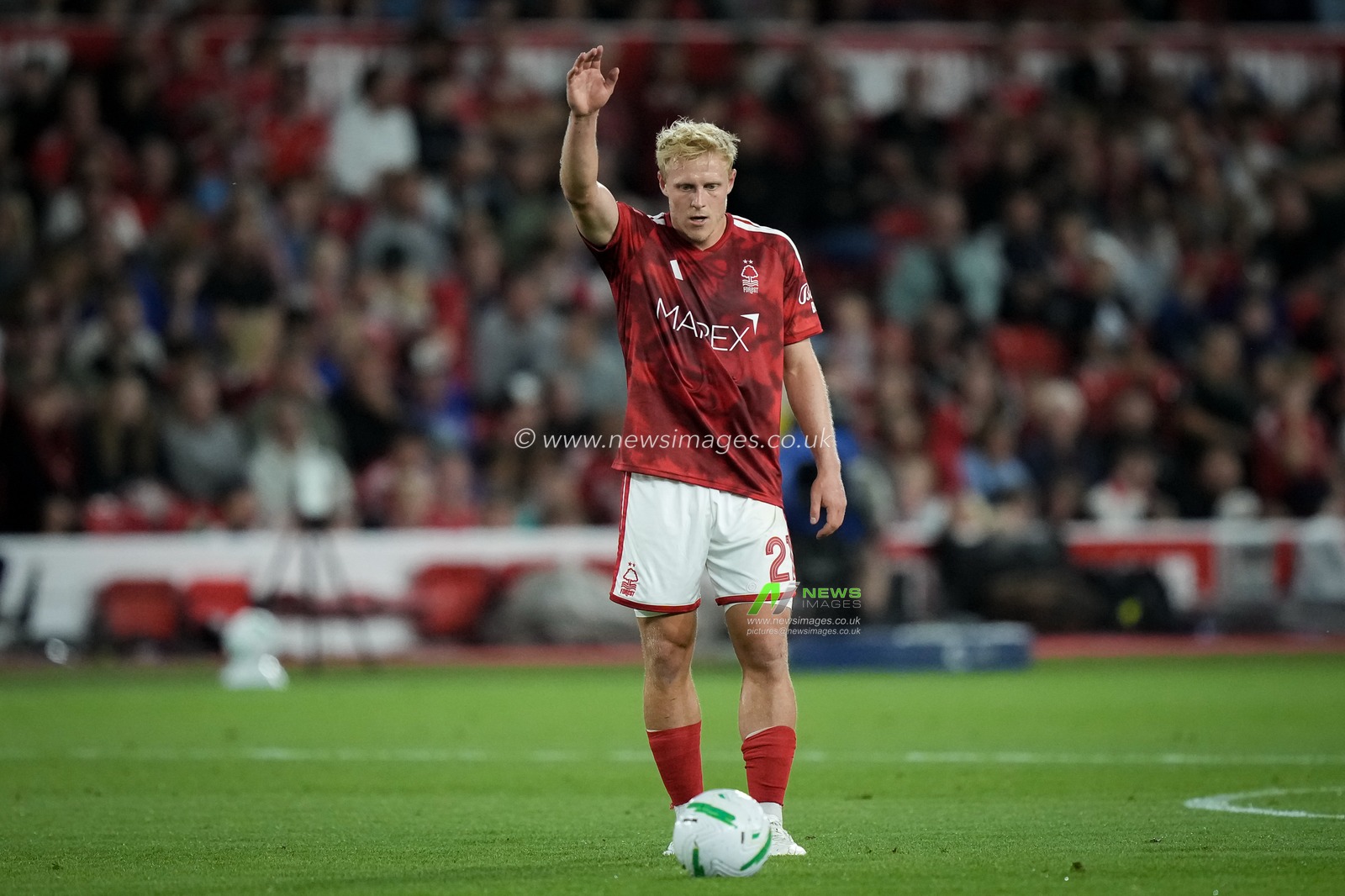 Xaver Schlager of Nottingham Forest  prepares to take a free kick during the Carabao Cup round 2 match Nottingham Forest vs Leeds Rhinos at City Ground, Nottingham, United Kingdom on 25 August 2026

(Photo by Maynard Manyowa/News Images)