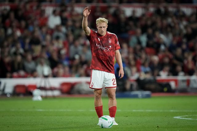 Xaver Schlager of Nottingham Forest  prepares to take a free kick during the Carabao Cup round 2 match Nottingham Forest vs Leeds Rhinos at City Ground, Nottingham, United Kingdom on 25 August 2026

(Photo by Maynard Manyowa/News Images)