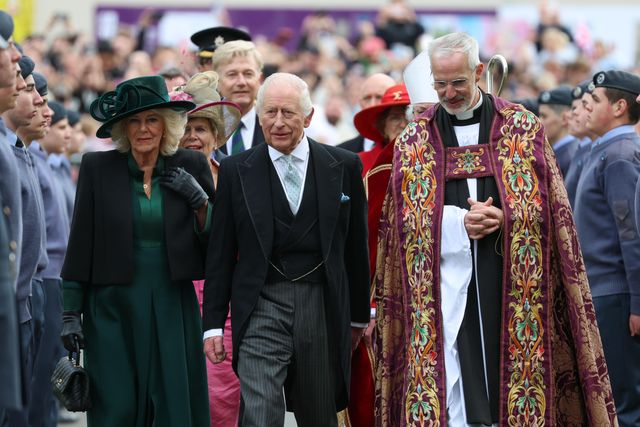His Majesty The King and Her Majesty The Queen arriving as His Majesty The King and Her Majesty The Queen attend the Royal Maundy Service at Durham Cathedral, Durham, United Kingdom, 17th April 2025

(Photo by Alex Roebuck/News Images)