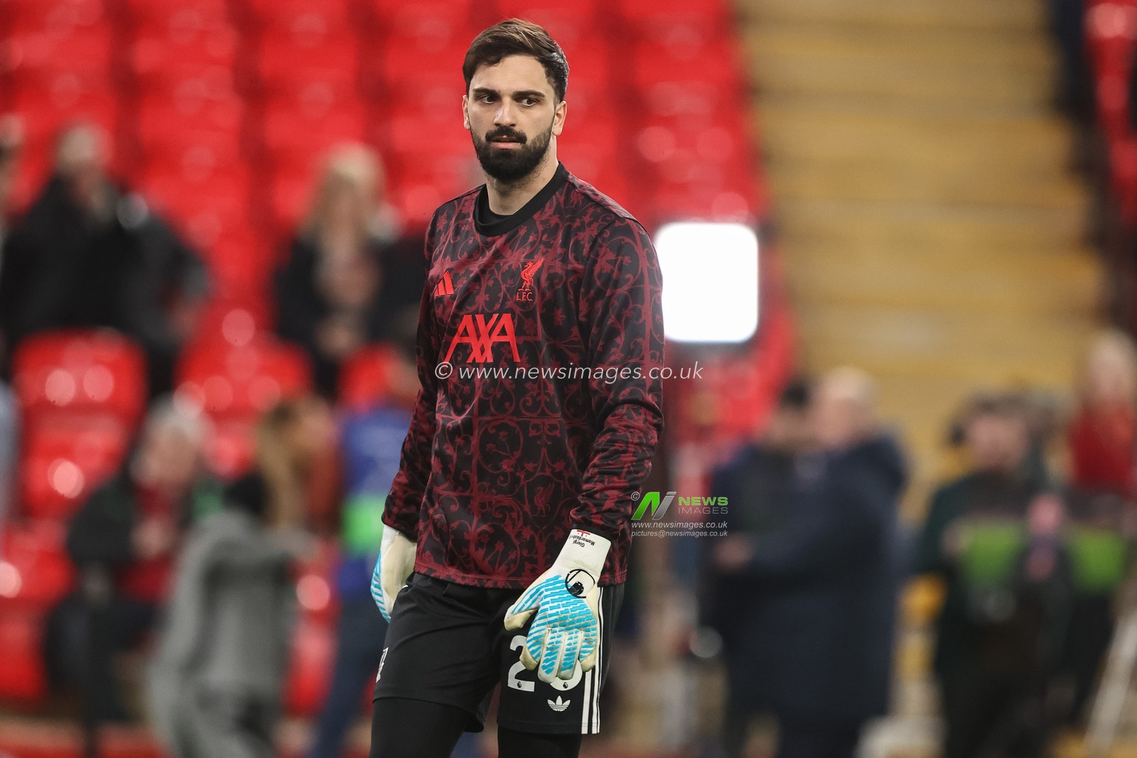 Liverpool goalkeeper Giorgi Mamardashvili in the pregame warmup session during the UEFA Champions League last 16 second leg match Liverpool vs Galatasaray at Anfield, Liverpool, United Kingdom on 18 March 2026

(Photo by Alfie Cosgrove/News Images)