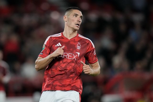 Nikola Milenković of Nottingham Forest during the Carabao Cup round 2 match Nottingham Forest vs Leeds Rhinos at City Ground, Nottingham, United Kingdom on 25 August 2026

(Photo by Maynard Manyowa/News Images)