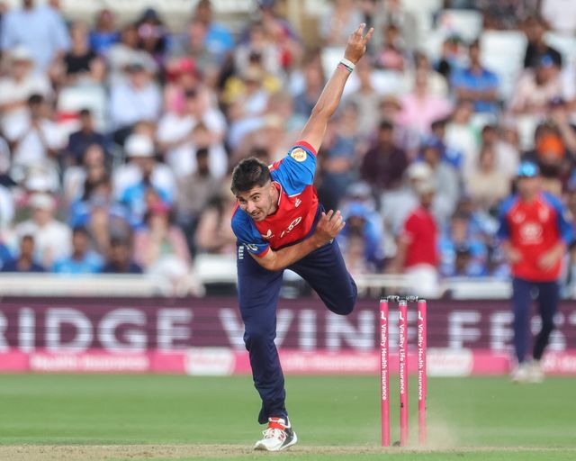 Josh Tongue of England delivers the ball during the Third Vitality T20 International match England vs India at Trent Bridge, Nottingham, United Kingdom on 07 July 2026

(Photo by Mark Cosgrove/News Images)