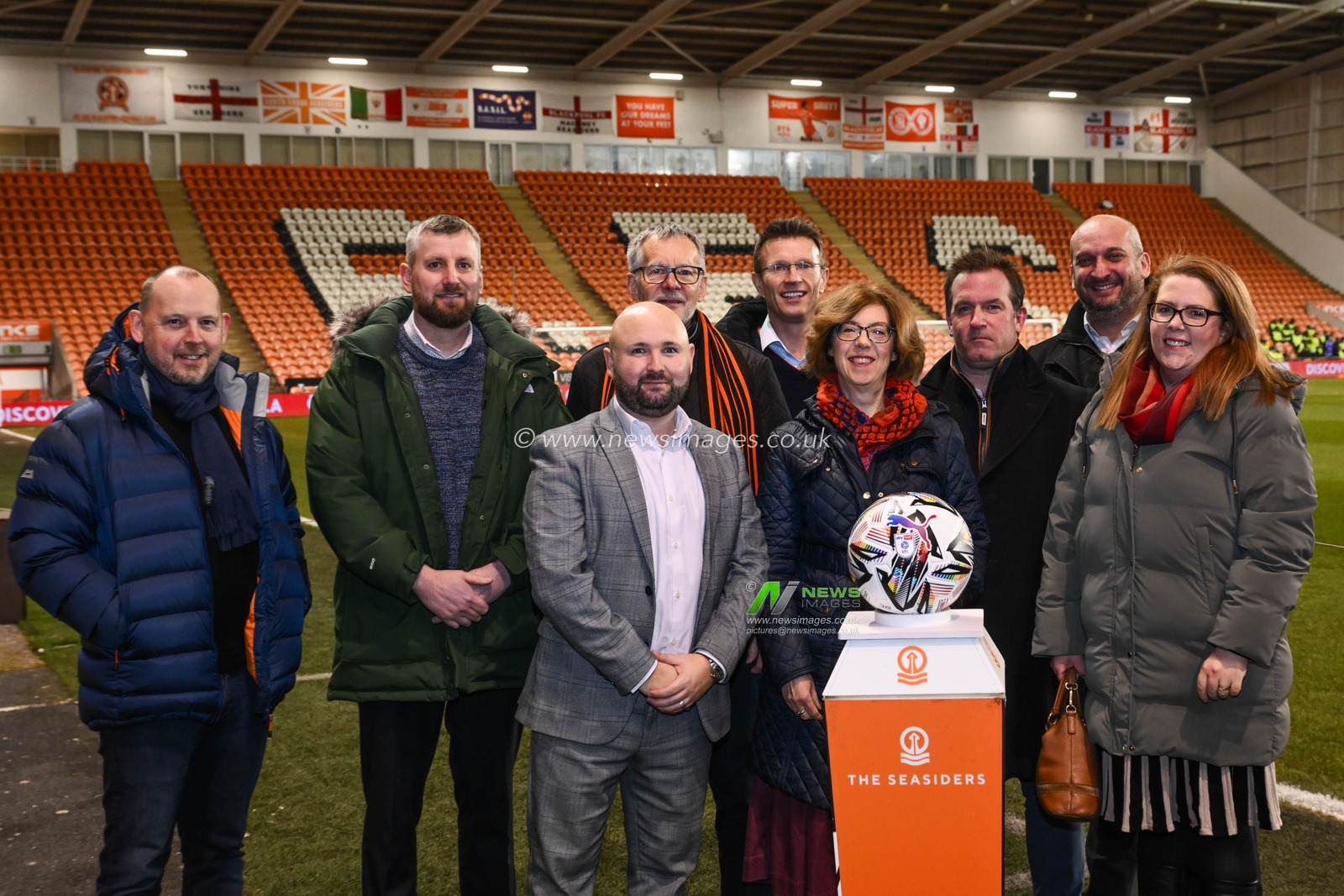 Sponsors with match ball ahead of the Sky Bet League 1 match Blackpool vs Rotherham United at Bloomfield Road, Blackpool, United Kingdom, 11th February 2025

(Photo by Craig Thomas/News Images)
