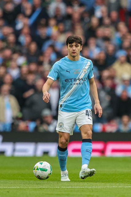 Abdukodir Khusanov of Manchester City passes the ball during the Carabao Cup Final match Arsenal vs Manchester City at Emirates, London, United Kingdom on 22 March 2026

(Photo by Alfie Cosgrove/News Images)